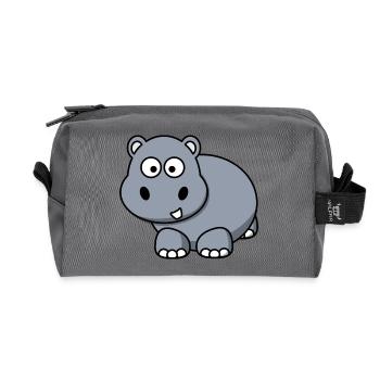 Hippo Happy Hippo comic style for children - Recycled Toiletry Zip Bag - anthracite - Front