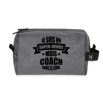 je suis un super-héros mais coach dans le civil - Trousse de toilette en tissu recyclé - anthracite - Devant