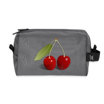 cherries - Recycled Toiletry Zip Bag - anthracite - Front