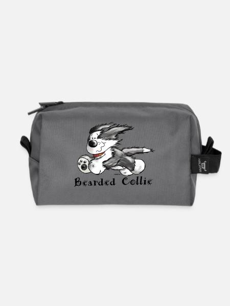 Bearded Collie - Recycelte Kulturtasche - Anthrazit