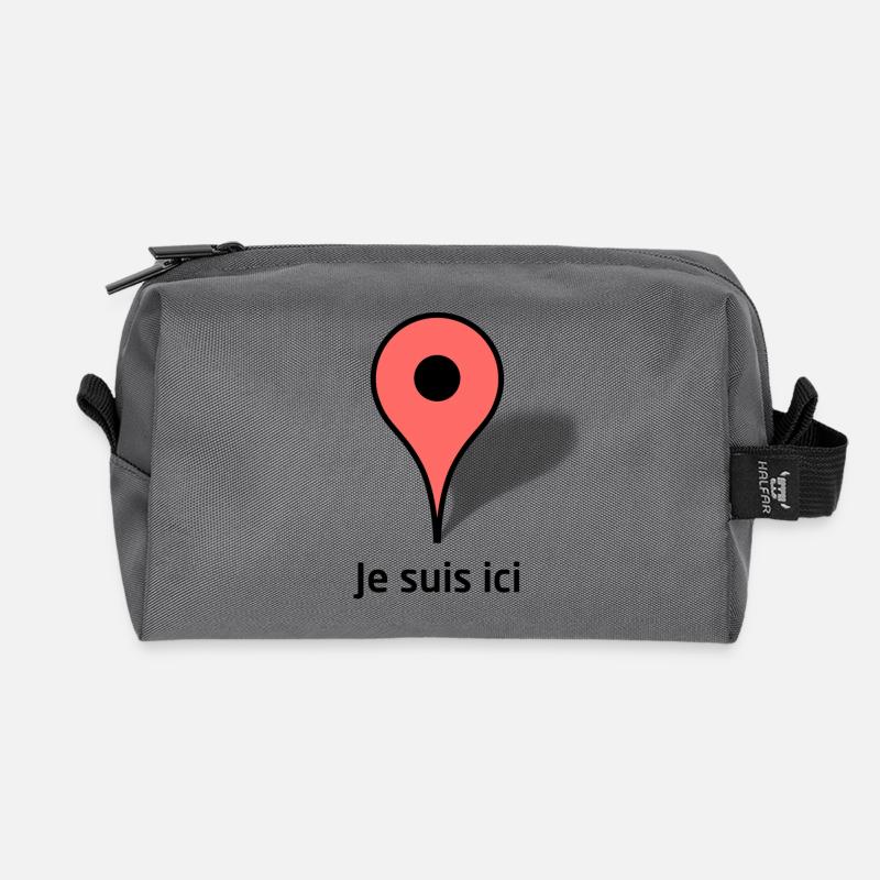 I am here - Recycled Toiletry Zip Bag - anthracite