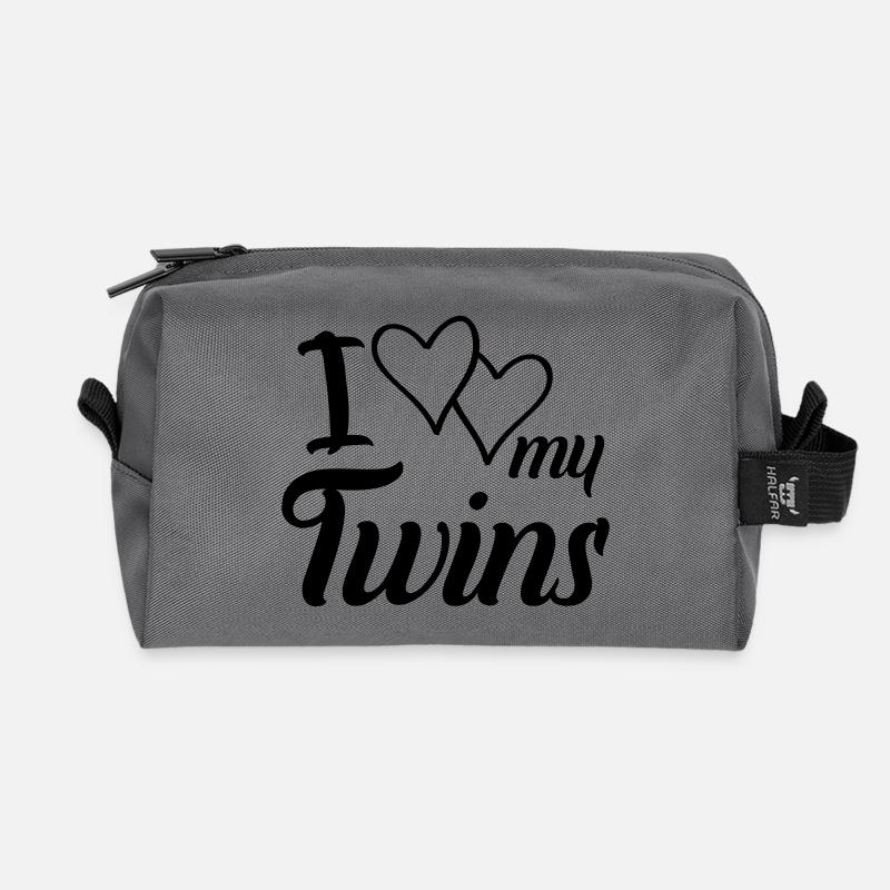 hearts i love my twins - Recycelte Kulturtasche - Anthrazit