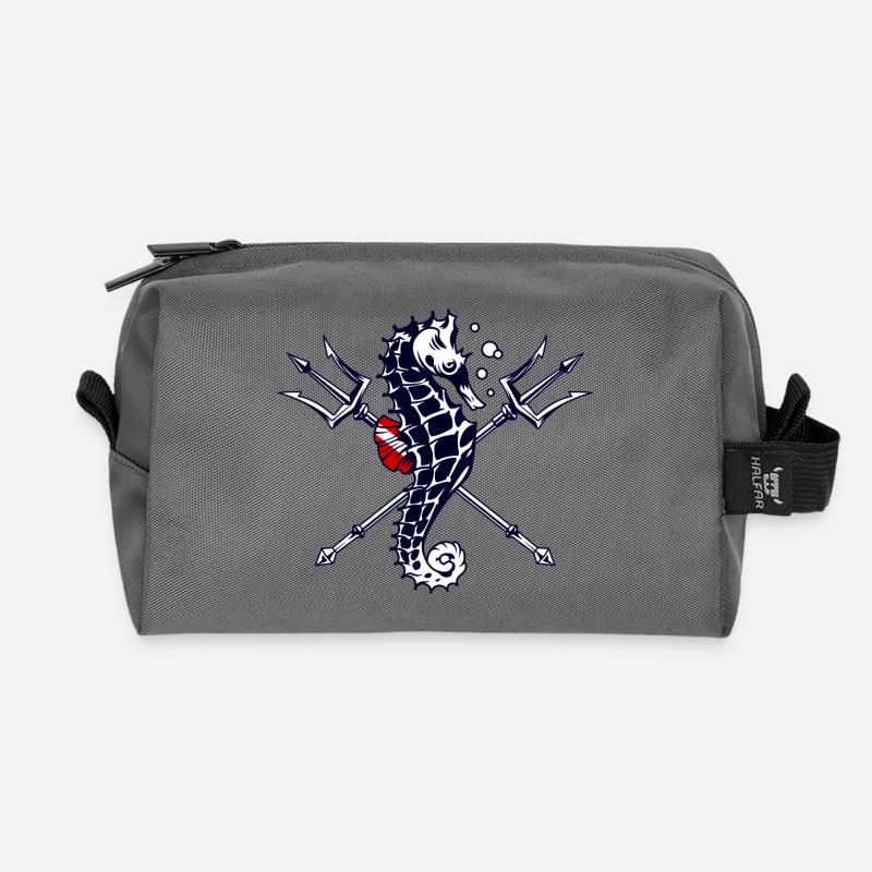 Taucher Trident Seepferdchen - Recycelte Kulturtasche - Anthrazit