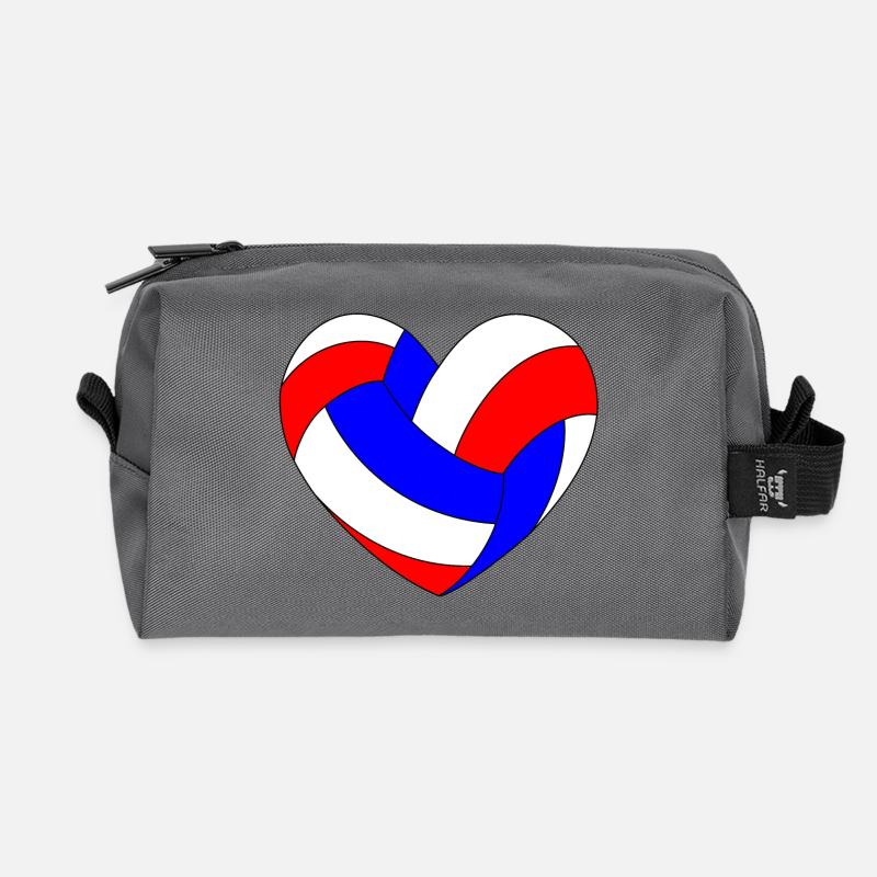 Volleyball Herz Blau Weiß Rot - Recycelte Kulturtasche - Anthrazit