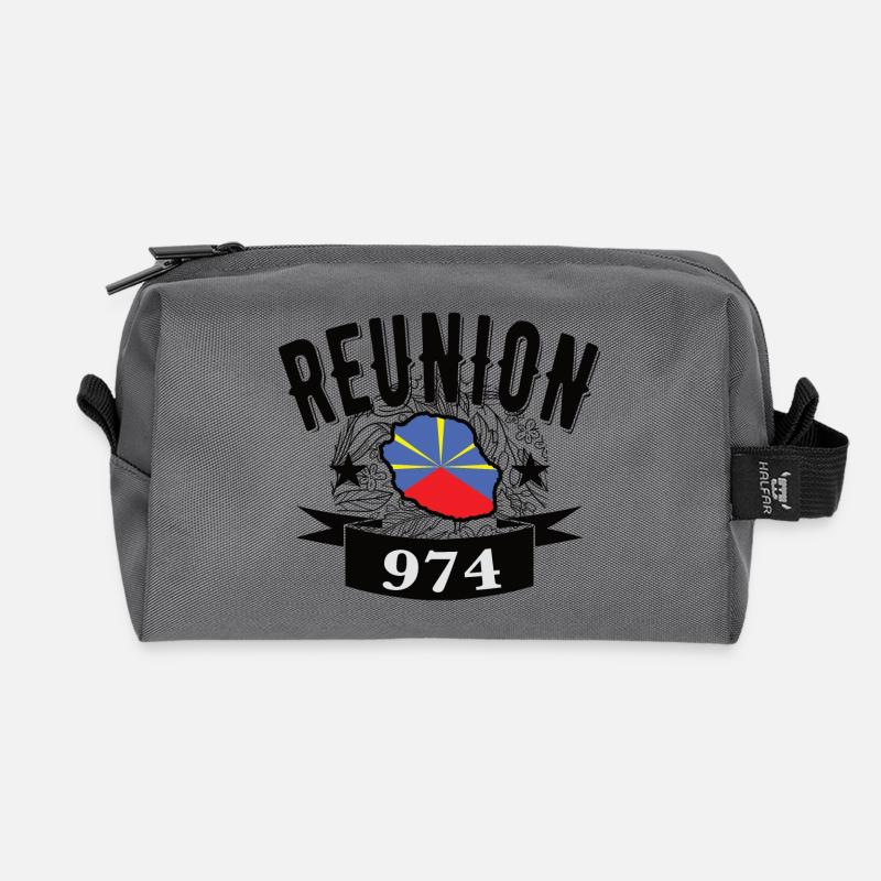 Geschenkidee Flaggenkarte La Réunion 974 - Recycelte Kulturtasche - Anthrazit