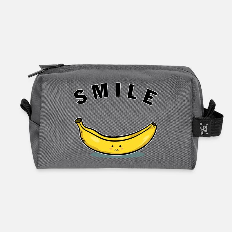 Bananen-Lächeln - Recycelte Kulturtasche - Anthrazit