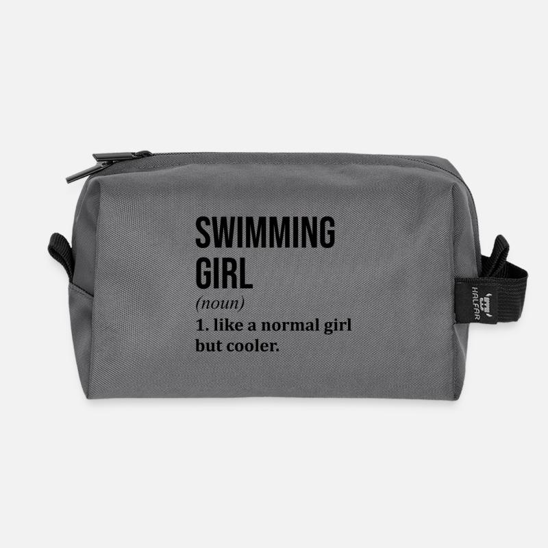 Schwimmendes Mädchen Lustiges Zitat - Recycelte Kulturtasche - Anthrazit