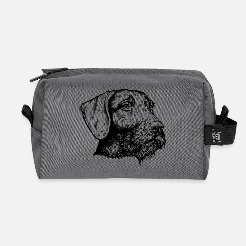 Deutsch Drahthaar Portrait - Recycelte Kulturtasche - Anthrazit