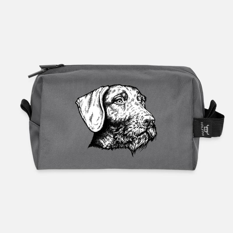 Deutsch Drahthaar Portrait - Recycelte Kulturtasche - Anthrazit