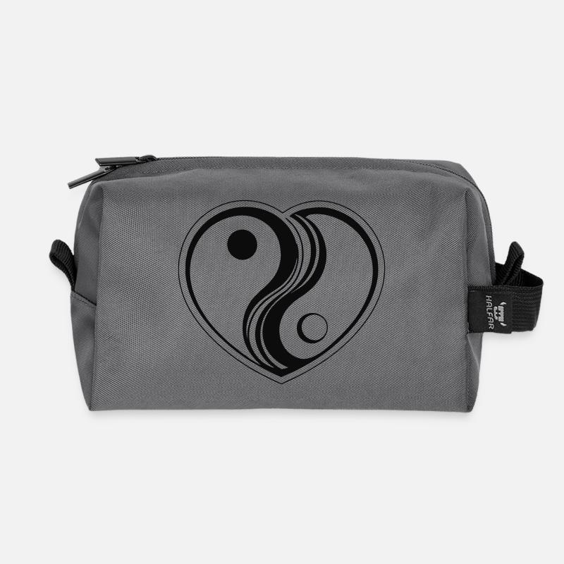 Herz als Yin Yang Zeichen - Recycelte Kulturtasche - Anthrazit