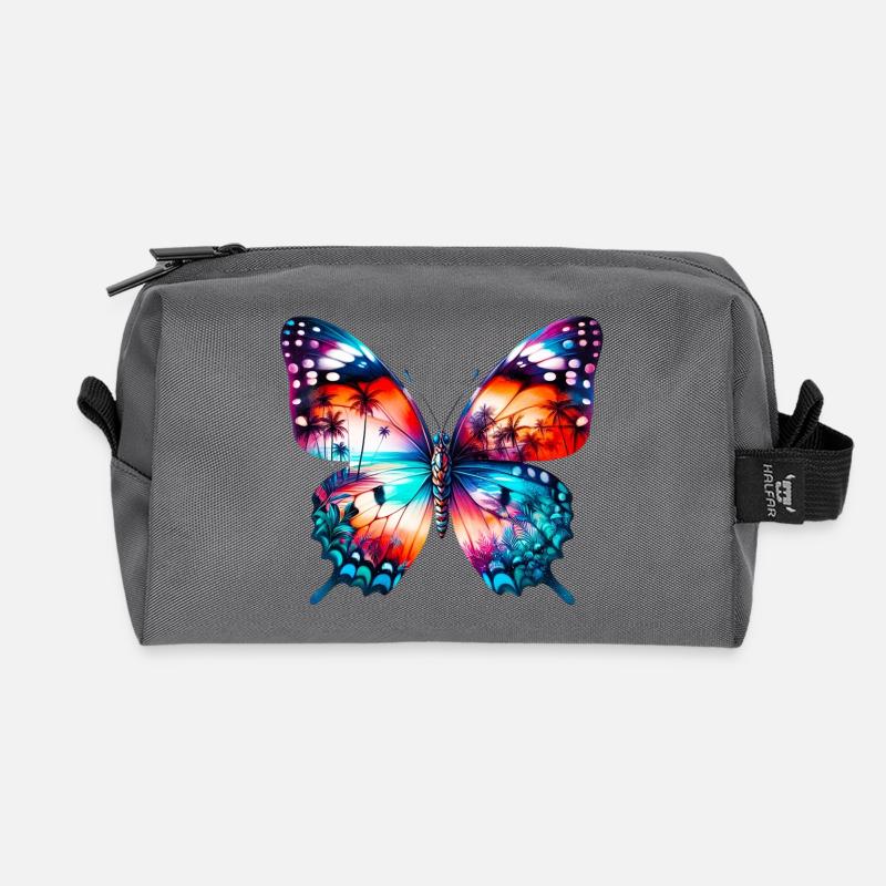 Schmetterling - Recycelte Kulturtasche - Anthrazit