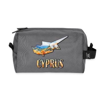 Aquarell Landkarte Zypern - Recycelte Kulturtasche - Anthrazit - Vorne