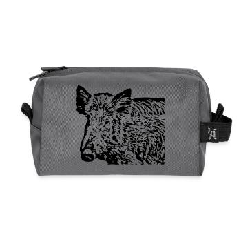 Wild boar Wild boar Pig Sow Pigs - Recycled Toiletry Zip Bag - anthracite - Front