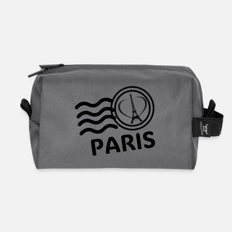 Paris Stamp Postcard NB - Recycled Toiletry Zip Bag - anthracite