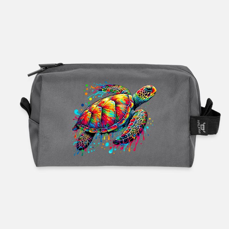Schildkröte - Recycelte Kulturtasche - Anthrazit