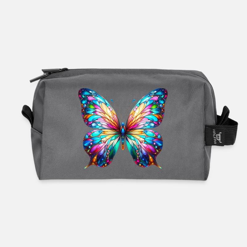 Schmetterling - Recycelte Kulturtasche - Anthrazit