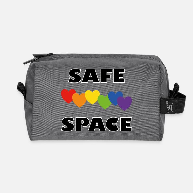LGBTQ Safe Space Regenbogenherzen - Recycelte Kulturtasche - Anthrazit