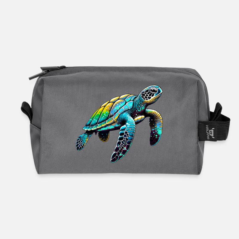 Schildkröte - Recycelte Kulturtasche - Anthrazit