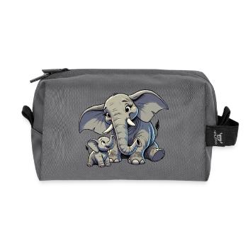 Afrikanischer Elefant Mutter und Kind - Recycelte Kulturtasche - Anthrazit - Vorne