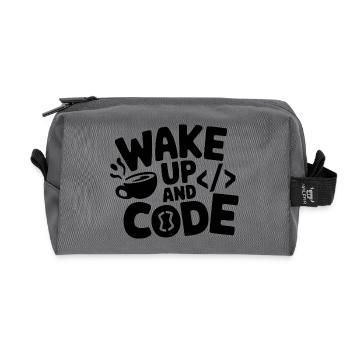 Wake Up and Code - Recycled Toiletry Zip Bag - anthracite - Front