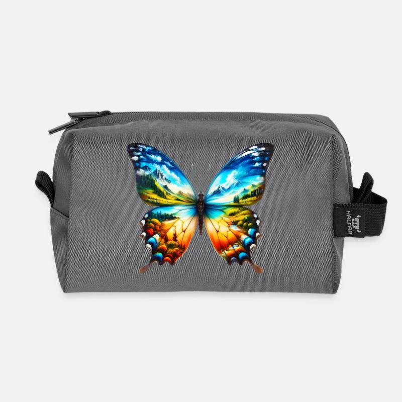 Schmetterling - Recycelte Kulturtasche - Anthrazit