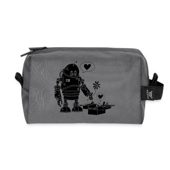Robot Lovers (Black) - Recycled Toiletry Zip Bag - anthracite - Front