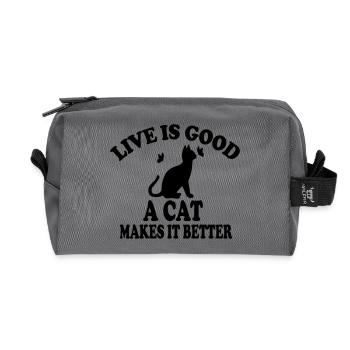 Cat Life is beautiful - Recycled Toiletry Zip Bag - anthracite - Front