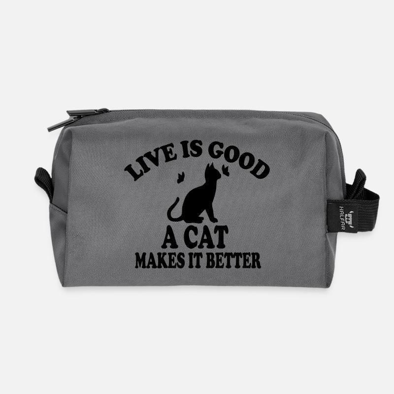 La vie de chat est belle - Trousse de toilette en tissu recyclé - anthracite