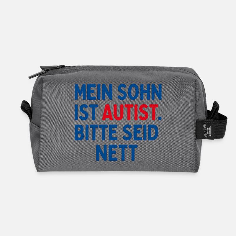 Mein Sohn ist Autist. Bitte seid nett. - Recycelte Kulturtasche - Anthrazit