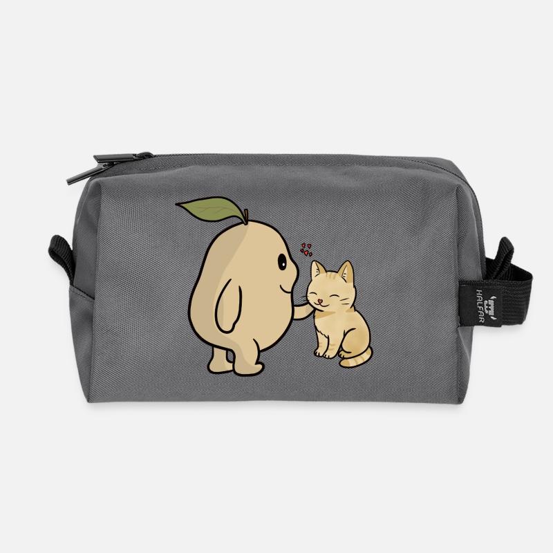 Tama und Katze - Recycelte Kulturtasche - Anthrazit