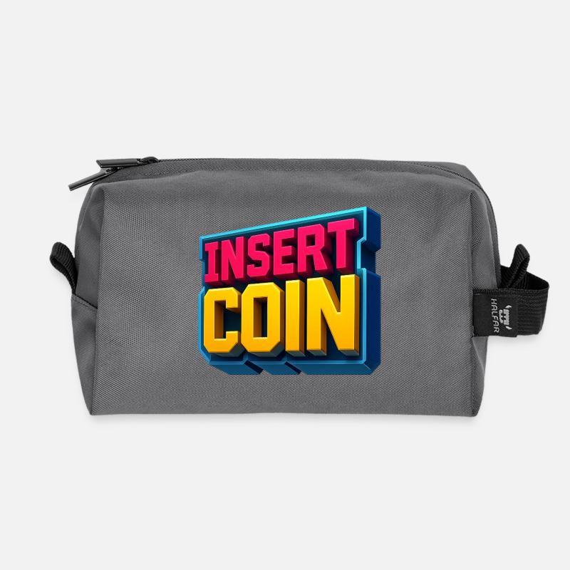 Neon Retro Gaming Design - Recycelte Kulturtasche - Anthrazit