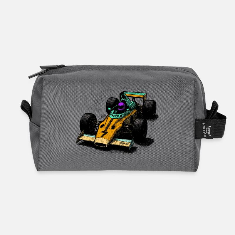 Retro-Formel-Design in leuchtenden Farben - Recycelte Kulturtasche - Anthrazit