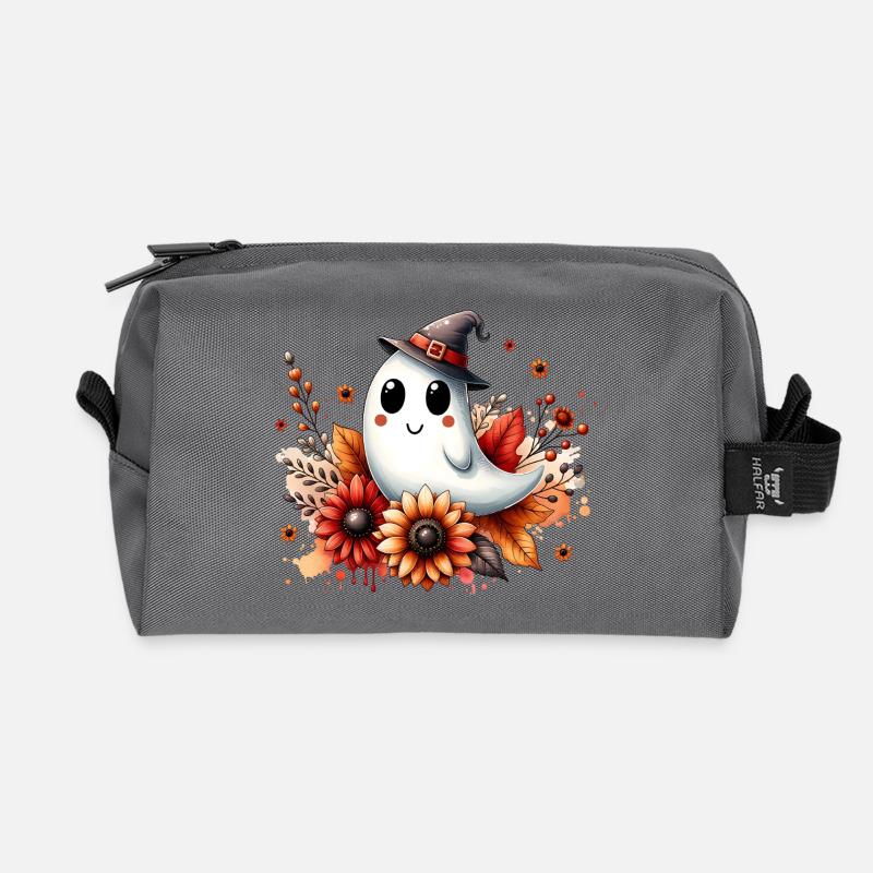 Herbstlicher Geist mit Blumen – Halloween Shirt - Recycelte Kulturtasche - Anthrazit