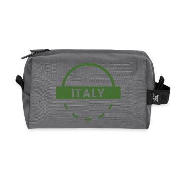Timbre rond emblème vert italien - Trousse de toilette en tissu recyclé - anthracite - Devant