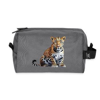 Leopard - Recycelte Kulturtasche - Anthrazit - Vorne
