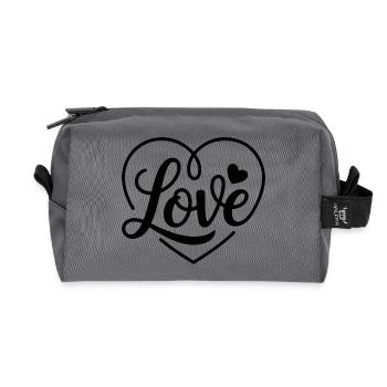 Love in a calligraphic heart is something special - Recycled Toiletry Zip Bag - anthracite - Front