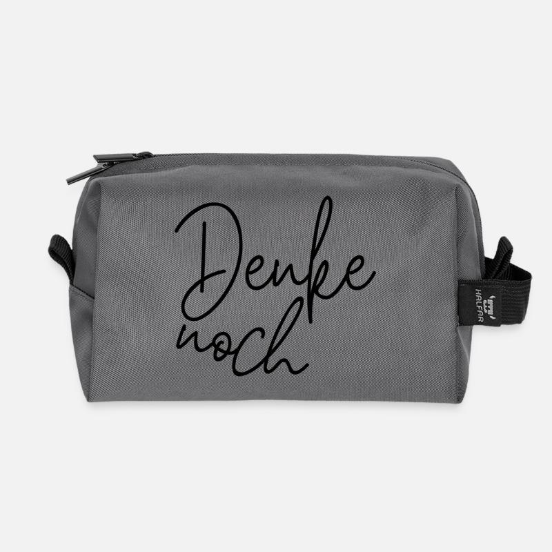 Denke noch – Minimalistischer Humor Spruch - Recycelte Kulturtasche - Anthrazit