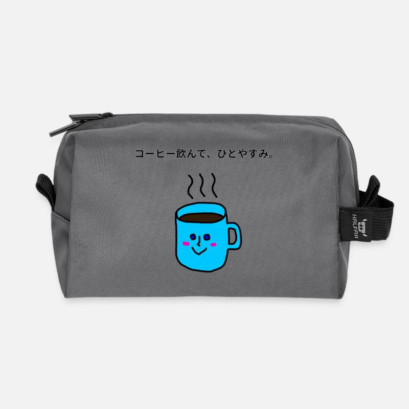 Blaue Kawaii-Kaffeepausentasse - Recycelte Kulturtasche - Anthrazit