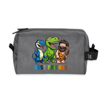 Dino Best Friends Höhlenmensch Comic - Recycelte Kulturtasche - Anthrazit - Vorne