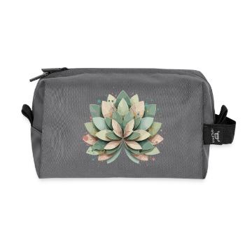 Rosette succulente pastel - Trousse de toilette en tissu recyclé - anthracite - Devant