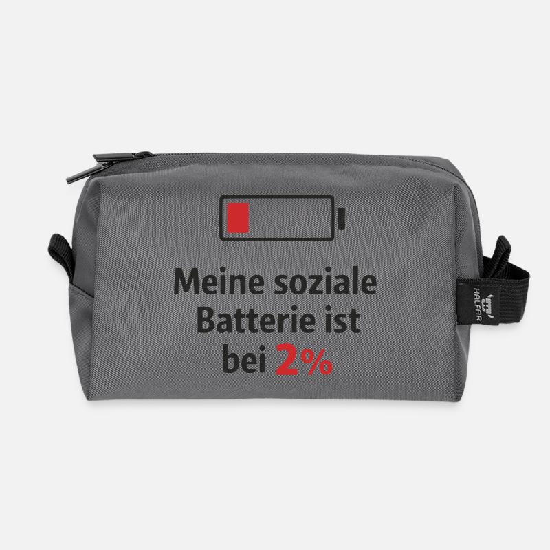 Soziale Batterie bei 2 Prozent - Recycelte Kulturtasche - Anthrazit
