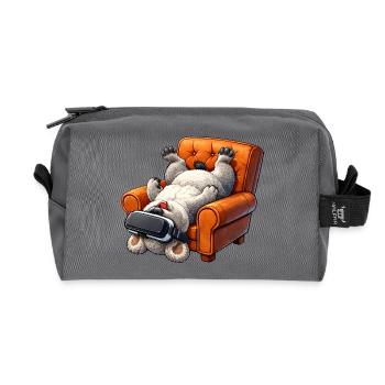 Hund mit VR Brille im Sessel - Recycelte Kulturtasche - Anthrazit - Vorne