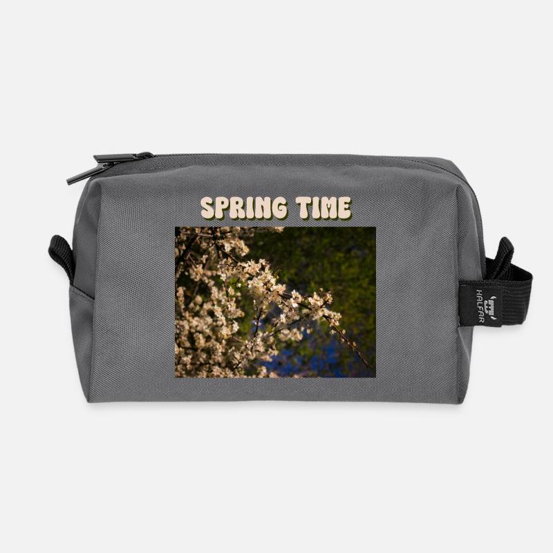 Spring time - Recycled Toiletry Zip Bag - anthracite
