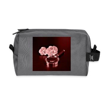 Fleurs d’orchidée et loupe - Trousse de toilette en tissu recyclé - anthracite - Devant