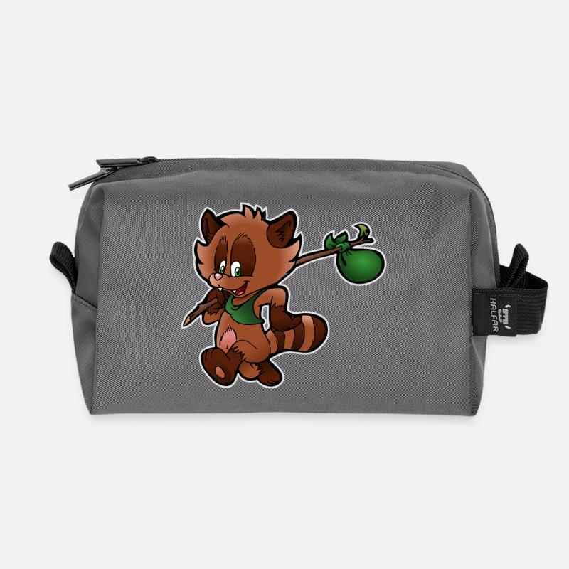 Waschbär Comic - Recycelte Kulturtasche - Anthrazit