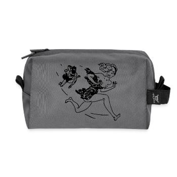 neanderthal cave man caveman steinzeit6 - Recycled Toiletry Zip Bag - anthracite - Front