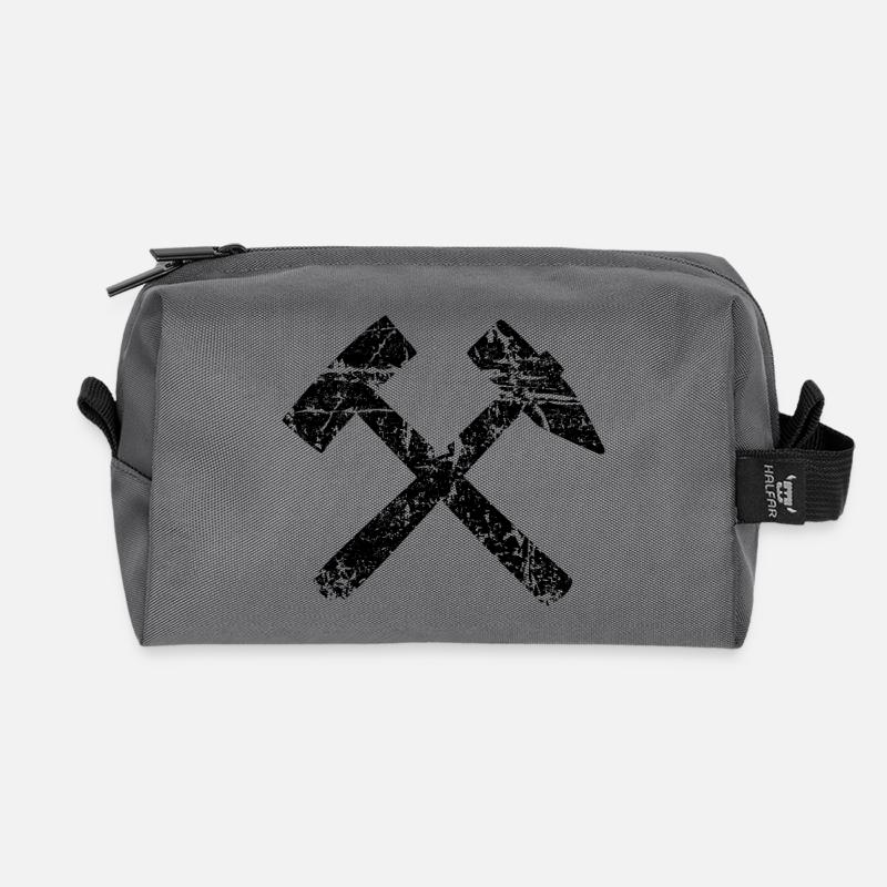 Schlägel und Eisen - Das Bergmannszeichen - Recycelte Kulturtasche - Anthrazit