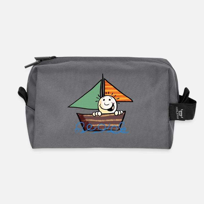 Kind aufm Boot - Recycelte Kulturtasche - Anthrazit