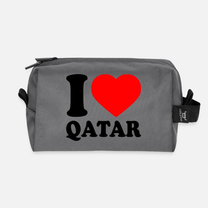 I love qatar - Recycelte Kulturtasche - Anthrazit
