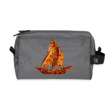 Autumn sailing: dinghy among colorful foliage - Recycled Toiletry Zip Bag - anthracite - Front